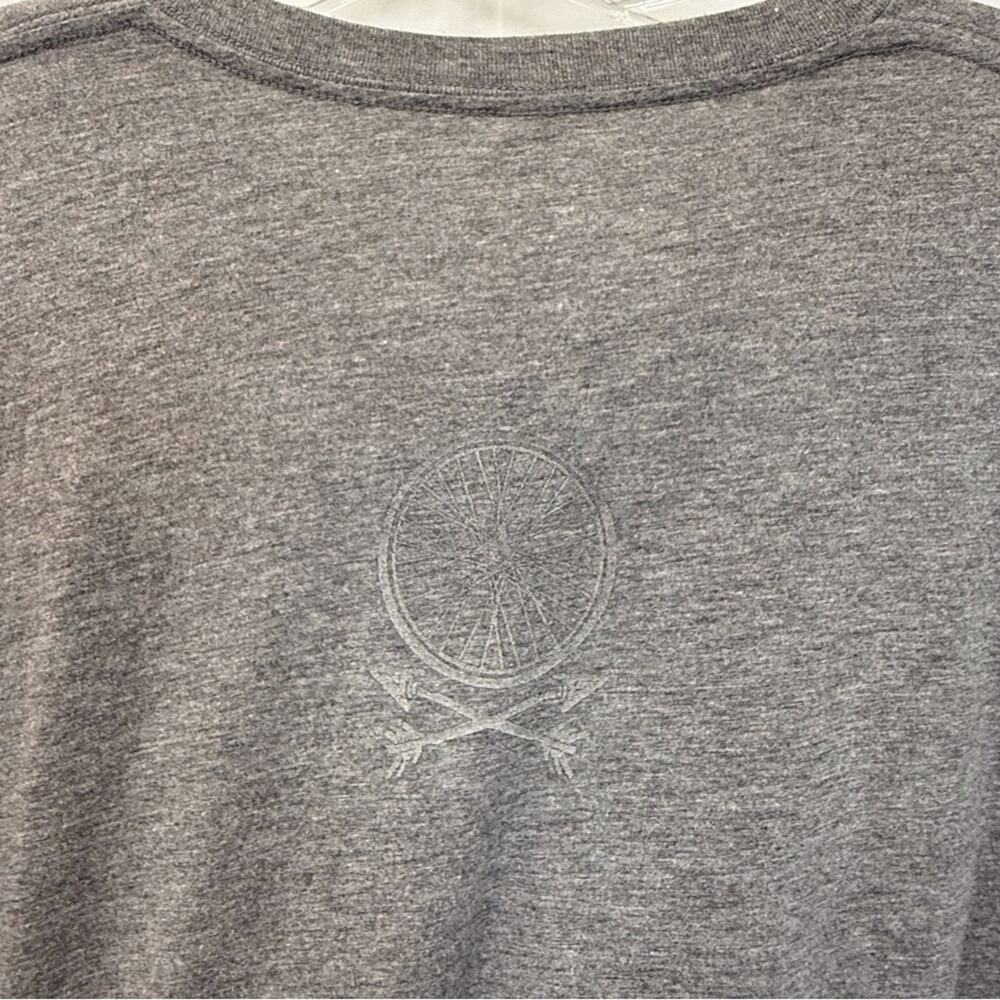 Unisex Canvas Gray T shirt with Ant on a Bicycle Graphic Short Sleeve V Neck - Picture 4 of 16